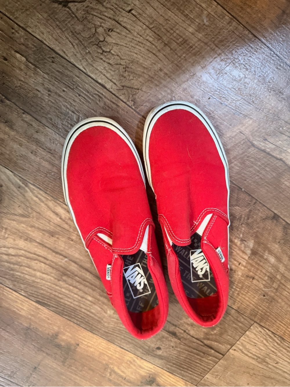 Vans Slip-On Canvas Loafers in Bright Red